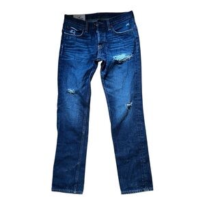 Hollister Dark Blue Button Fly Jeans with Rips
